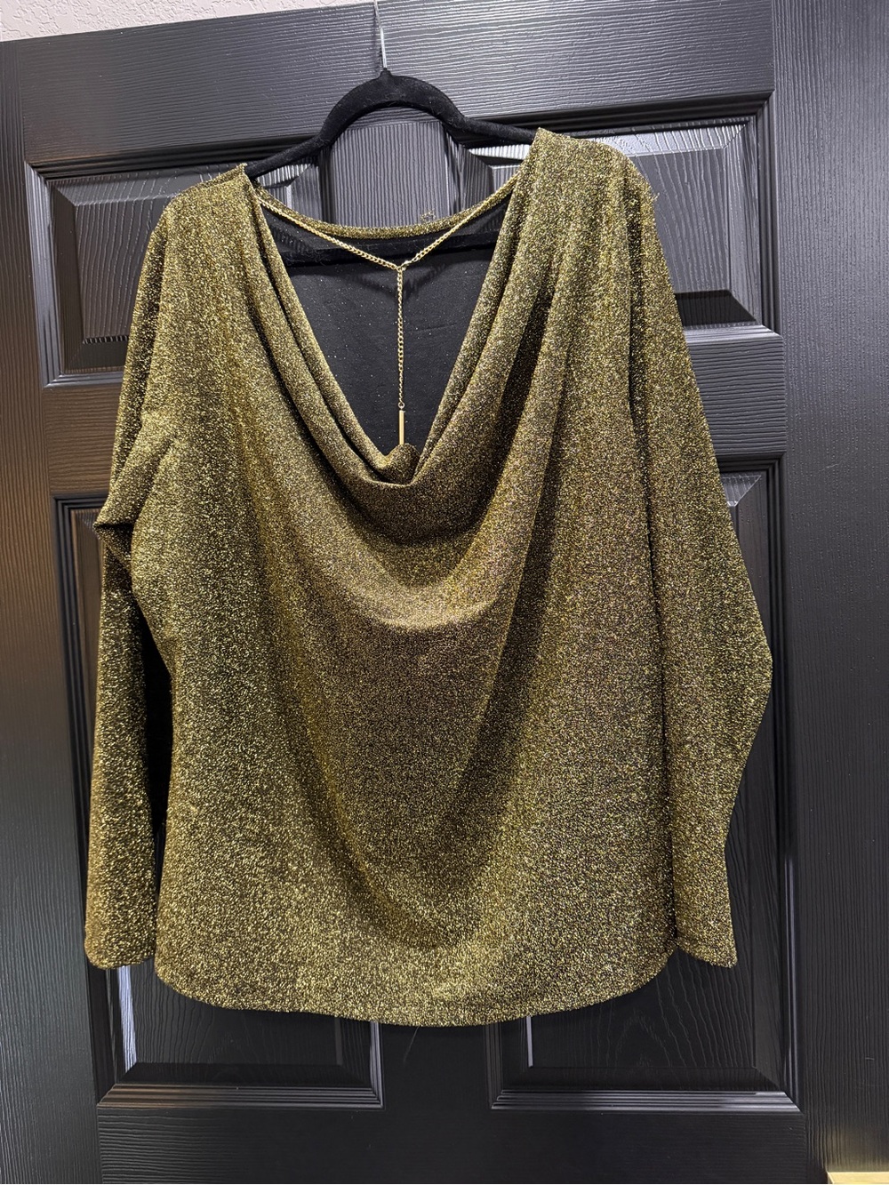 Michael Kors 3X Gold Metallic Open Back Chain Detail Evening Top